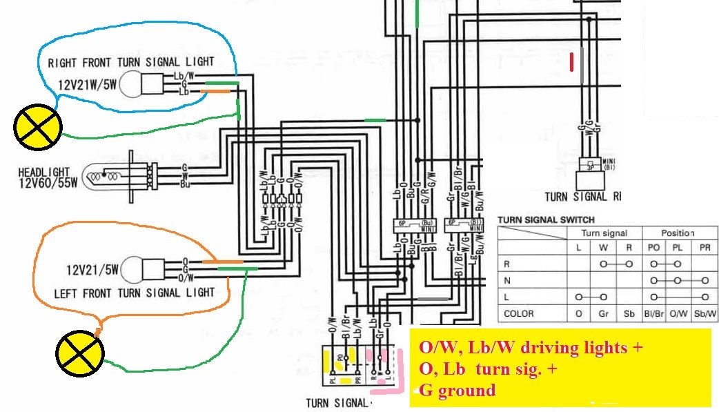 02-04 VTX1800 LED front turn signals installation diagram | Honda VTX